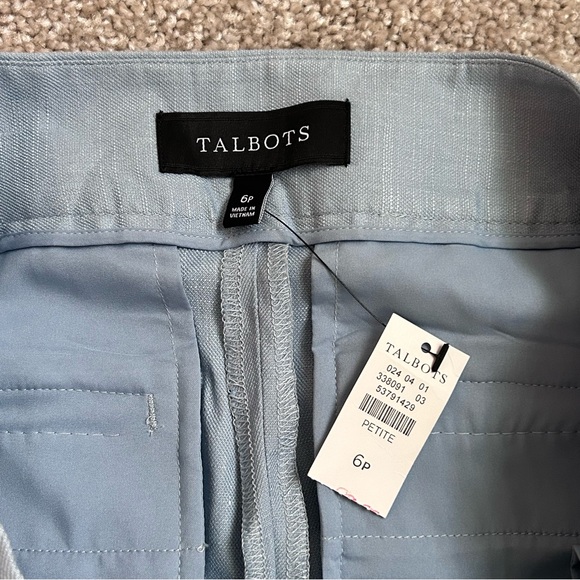New with Tags Talbots Women’s Light Blue Linen Blend Wide Leg Pants Size 6P - Picture 5 of 8